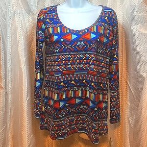 LuluRoe Tunic Top, Beautiful multi color pattern, geometric design